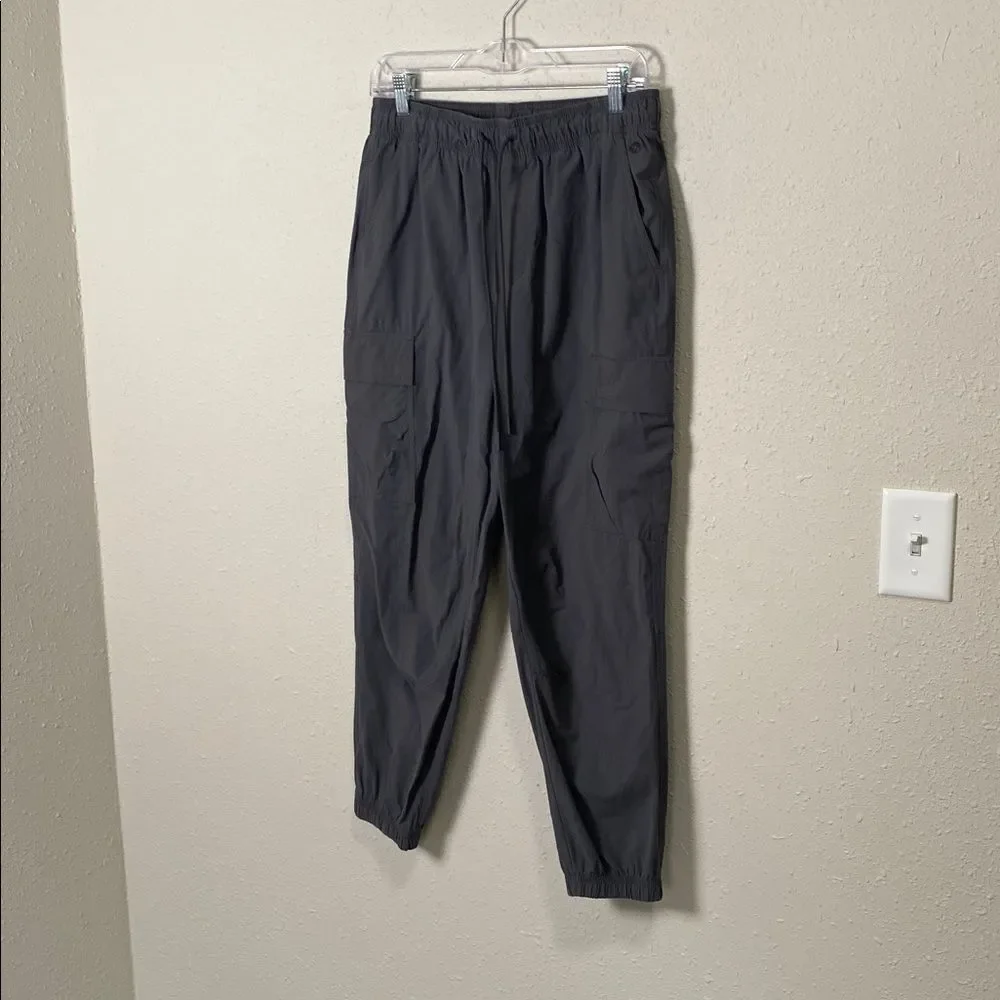 Calla Sport Gray Cargo Jogger Pants Elastic Waist Drawstring Athleisure Stretch